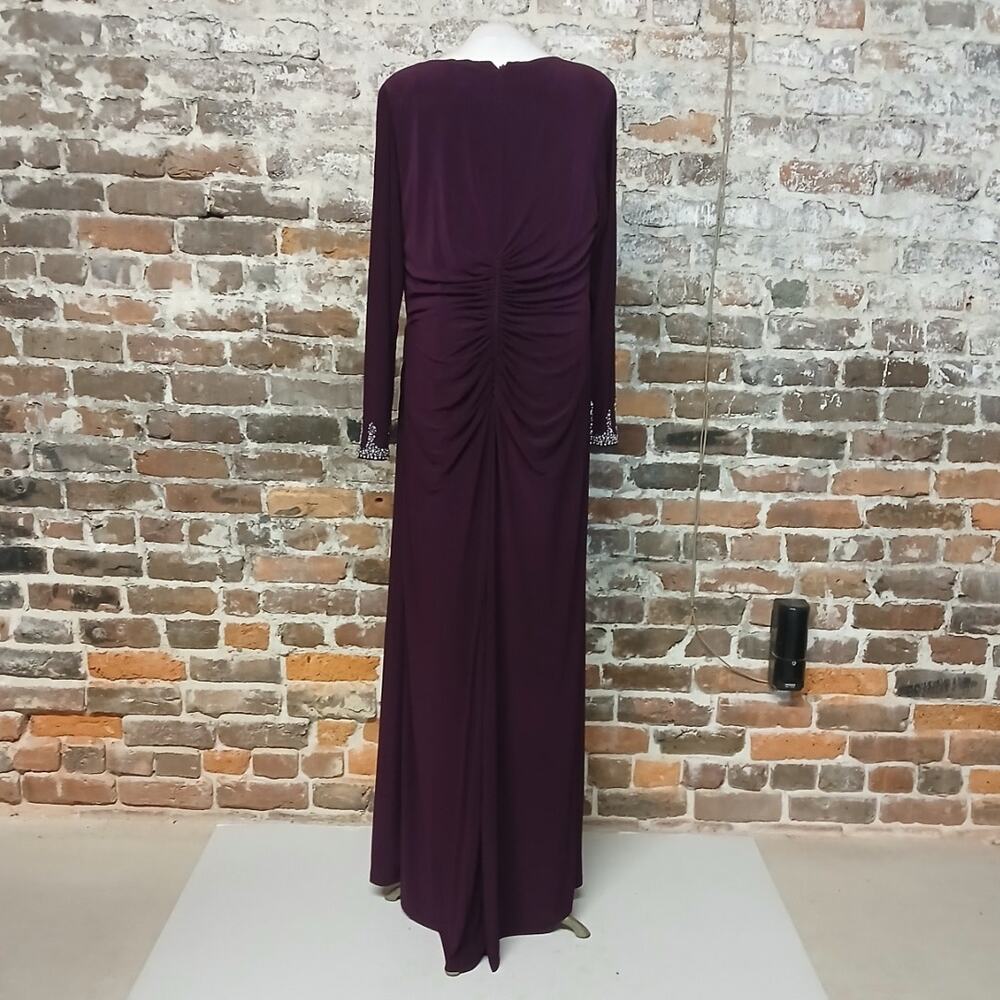 Betsy & Adam Formal Evening Gown Womens 16W Wine Beaded Wedding Party Dress - Picture 6 of 15